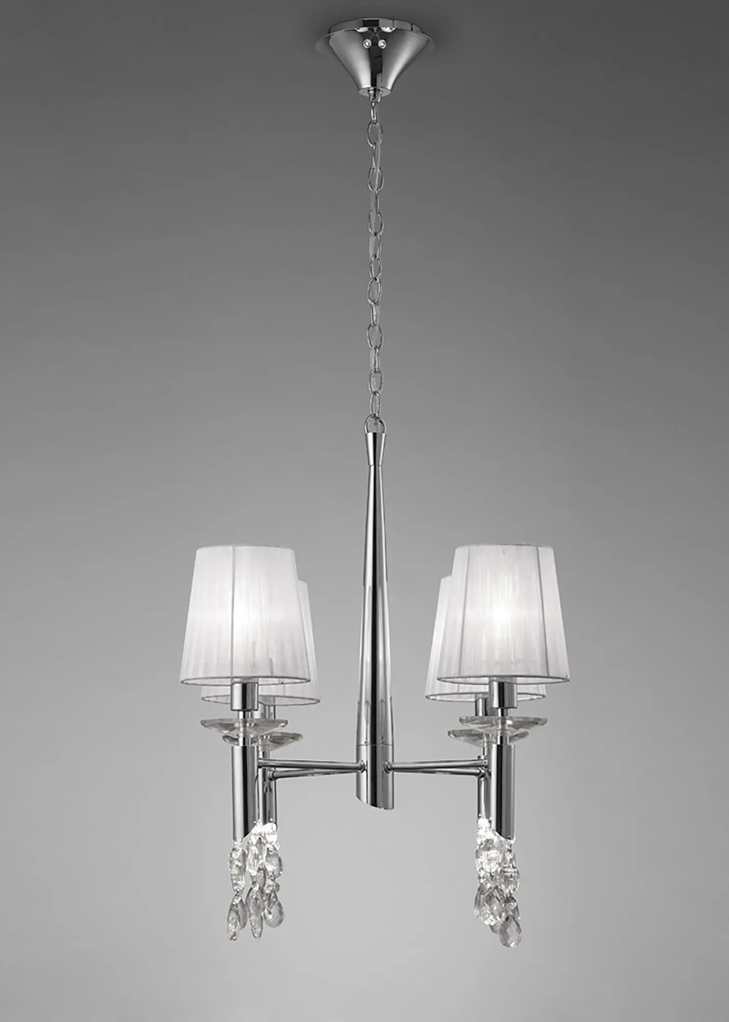 Tiffany Polished Chrome-White Crystal Ceiling Lights Mantra Shaded Crystal Fittings